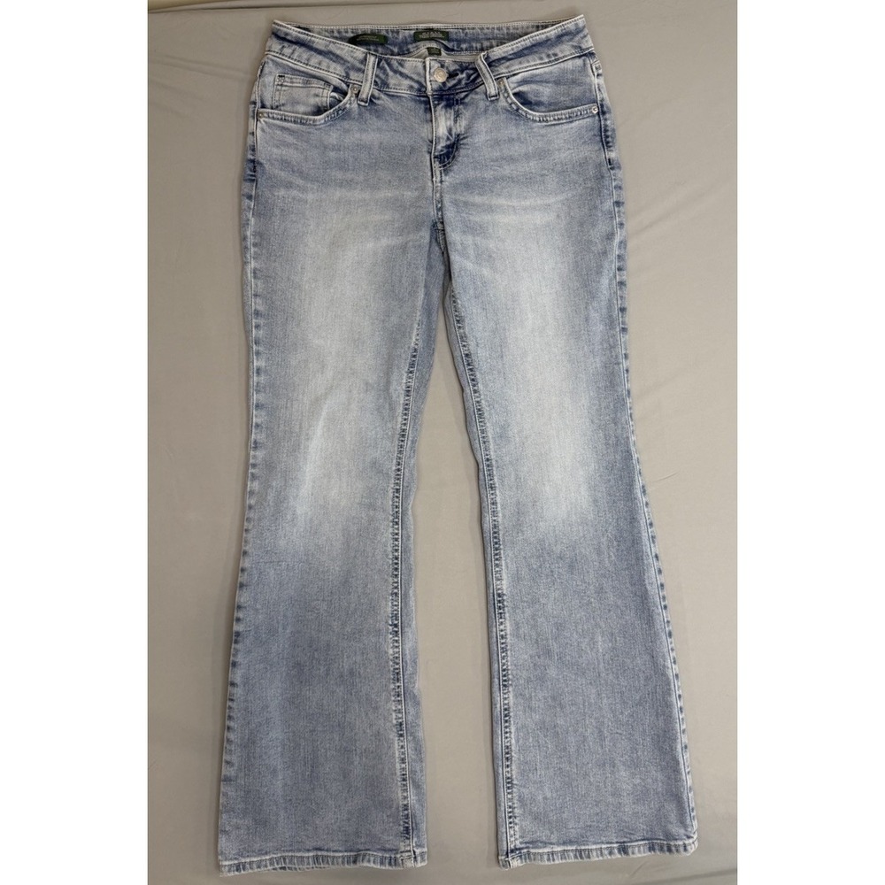 Wild Fable Women's Mid-Rise Flare Jeans Medium‎ Wash Size 8 Flap Pocket Y2K